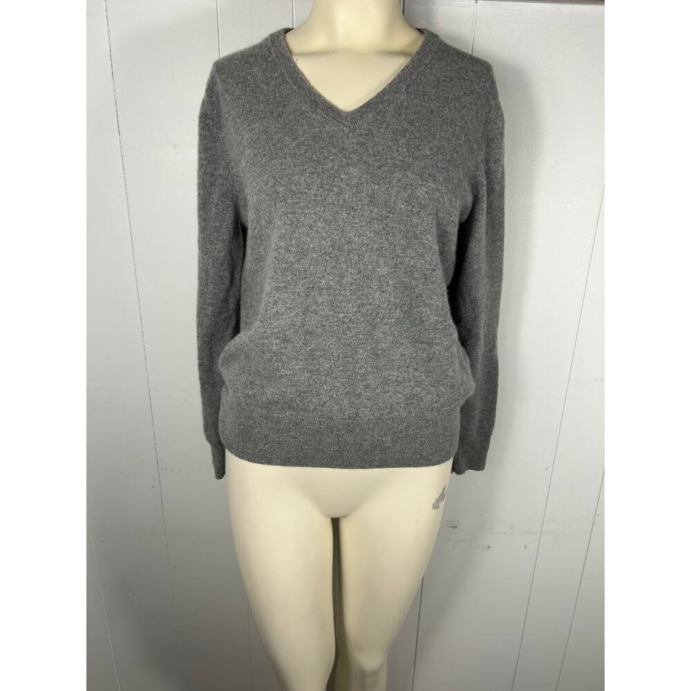 Quince NWOT 100% Mongolian Cashmere Brushed V-neck Sweater in Heather Gray Sz L - Picture 3 of 8